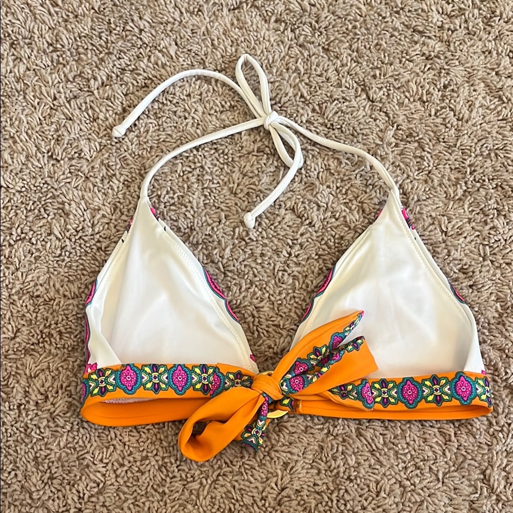 Vibrant Floral Triangle Bikini Top with String Ties Size S - Picture 5 of 5